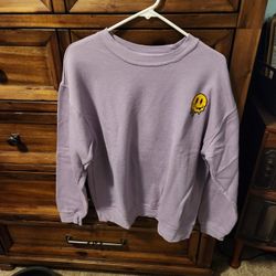 Violet Crewneck, Melting Smiley Face