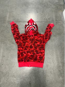Bape Red Zip Up Hoodie