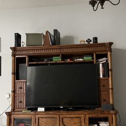 Wood / Faux-Bamboo Entertainment Center