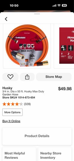 Husky 3/4 in. Dia x 50 ft. Husky Max Duty Garden Hose