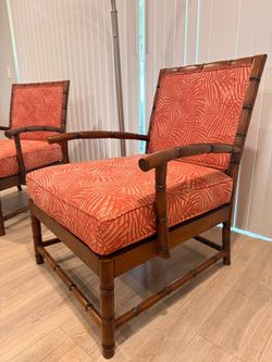 Vintage Pair of Faux Bamboo Club Chairs