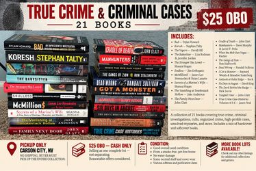 TRUE CRIME & CRIMINAL CASES BOOK COLLECTION — 21 BOOKS — $25 OBO