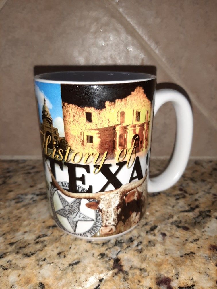 Souvenir History Of Texas Porcelain Coffee Mug 