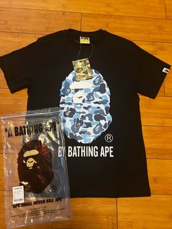 Blue and black Bape tee shirt