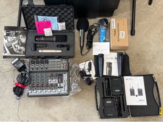 Audio gear bundle, mixing board, mics, cables, extras