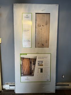 36 in. x 84 in. 1 Panel K-Bar Knotty Pine Wood Interior Sliding Barn Door Slab with Hardware Kit