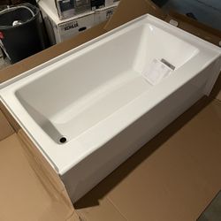 Delta Classic 500 60 in. x 32 in. Alcove Deep Soaking Bathtub with Left Drain in High Gloss White 