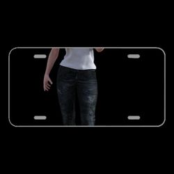 License Plate Novelty Car Front Woman Pose Playful Render 3D