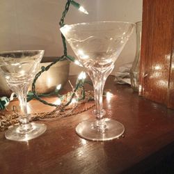 Two Lenox Crystal Large Stem Champagne Glasse