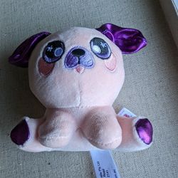Pink Purple Squeezamal Puppy About 4" Tall