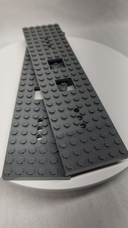 Lot of 2 Dark Bluish Gray Train Base 6 x 24 with 3 Round Holes