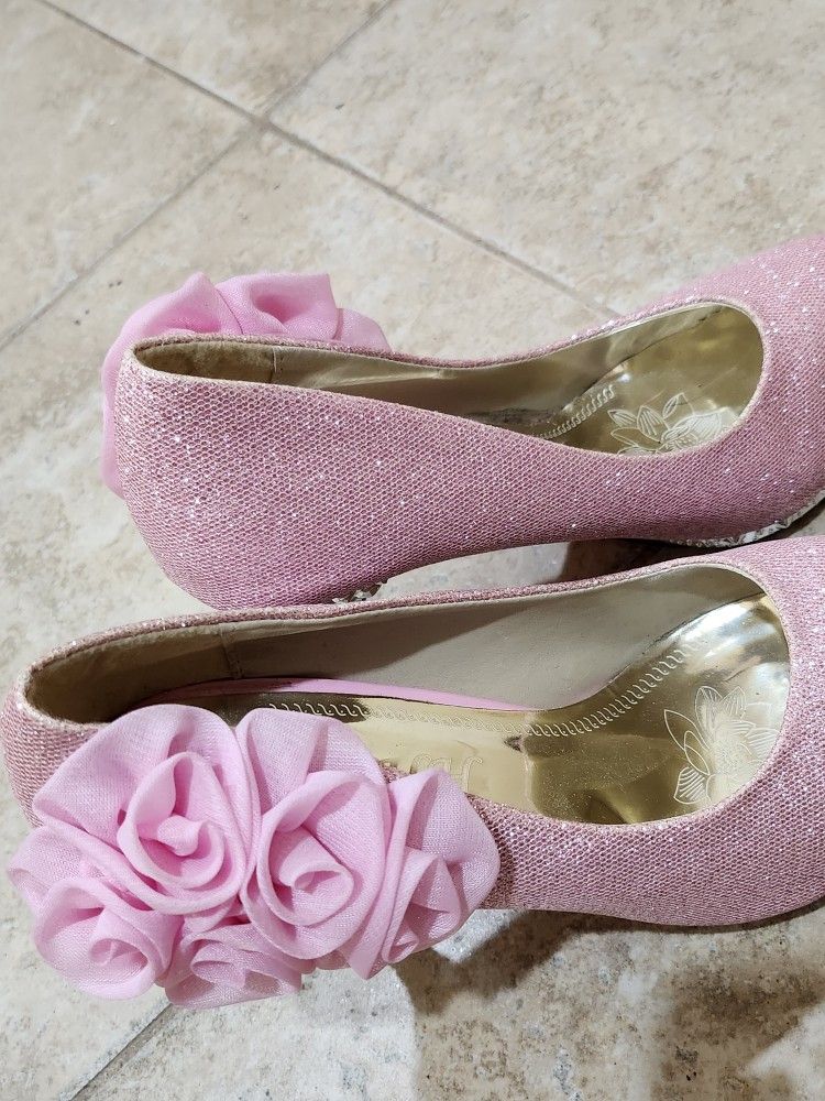 Glittery Pink Shoes With Bling Heels