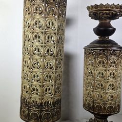 Two Brown Candle Holders