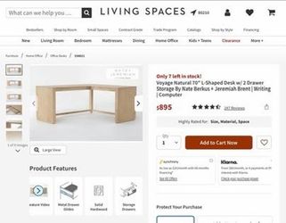 Voyage Natural 70" L-Shaped Desk w/ 2 Drawer Storage By Nate Berkus + Jeremiah Brent