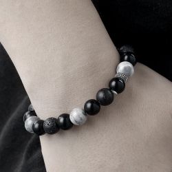 Original volcanic stone popular bracelet niche personality retro high-quality beaded bracelet men's birthday gift boyfriend