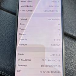iphone X 64 Mint Unlocked
