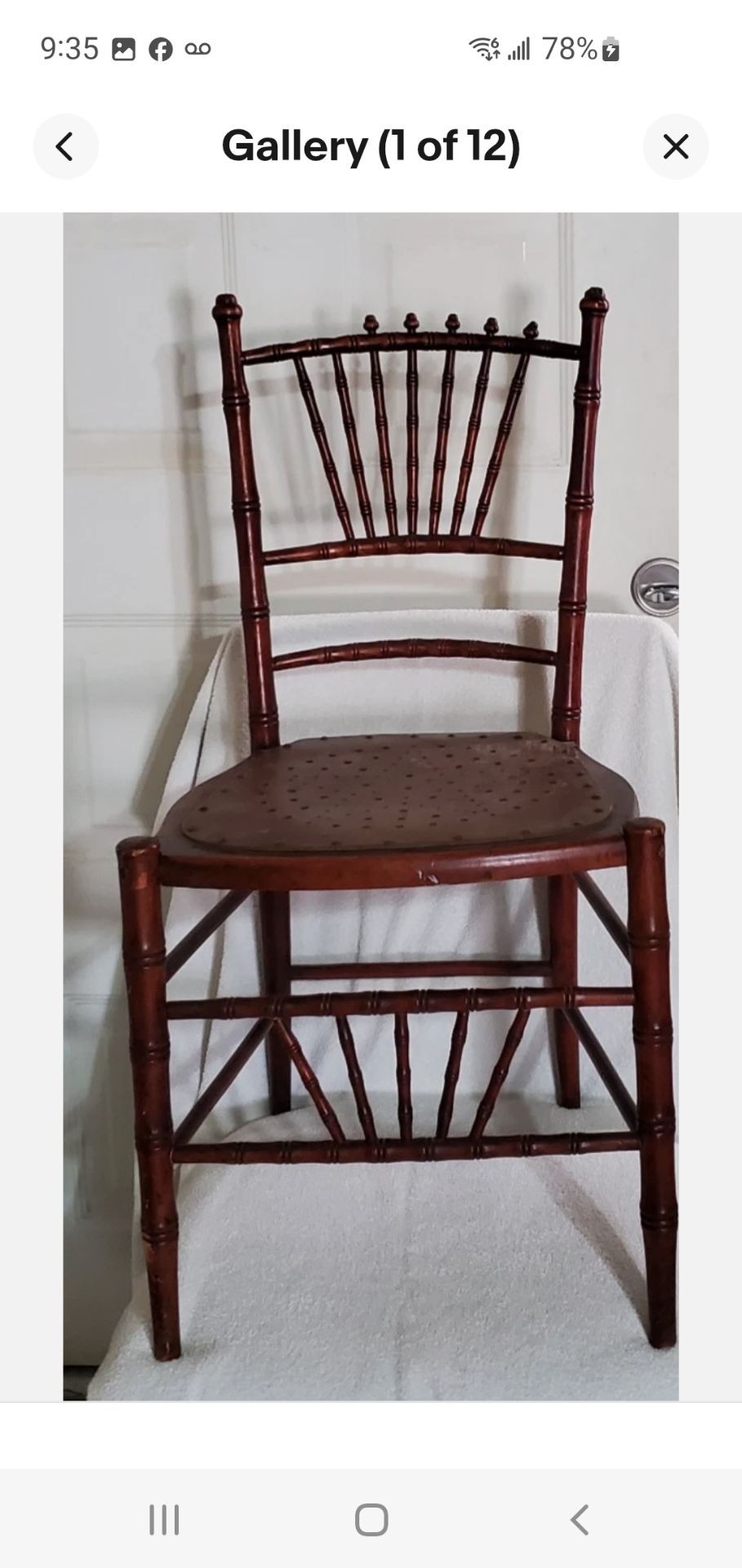 Antique Heywood Brothers and Wakefield faux bamboo ballroom chair ball and stick style