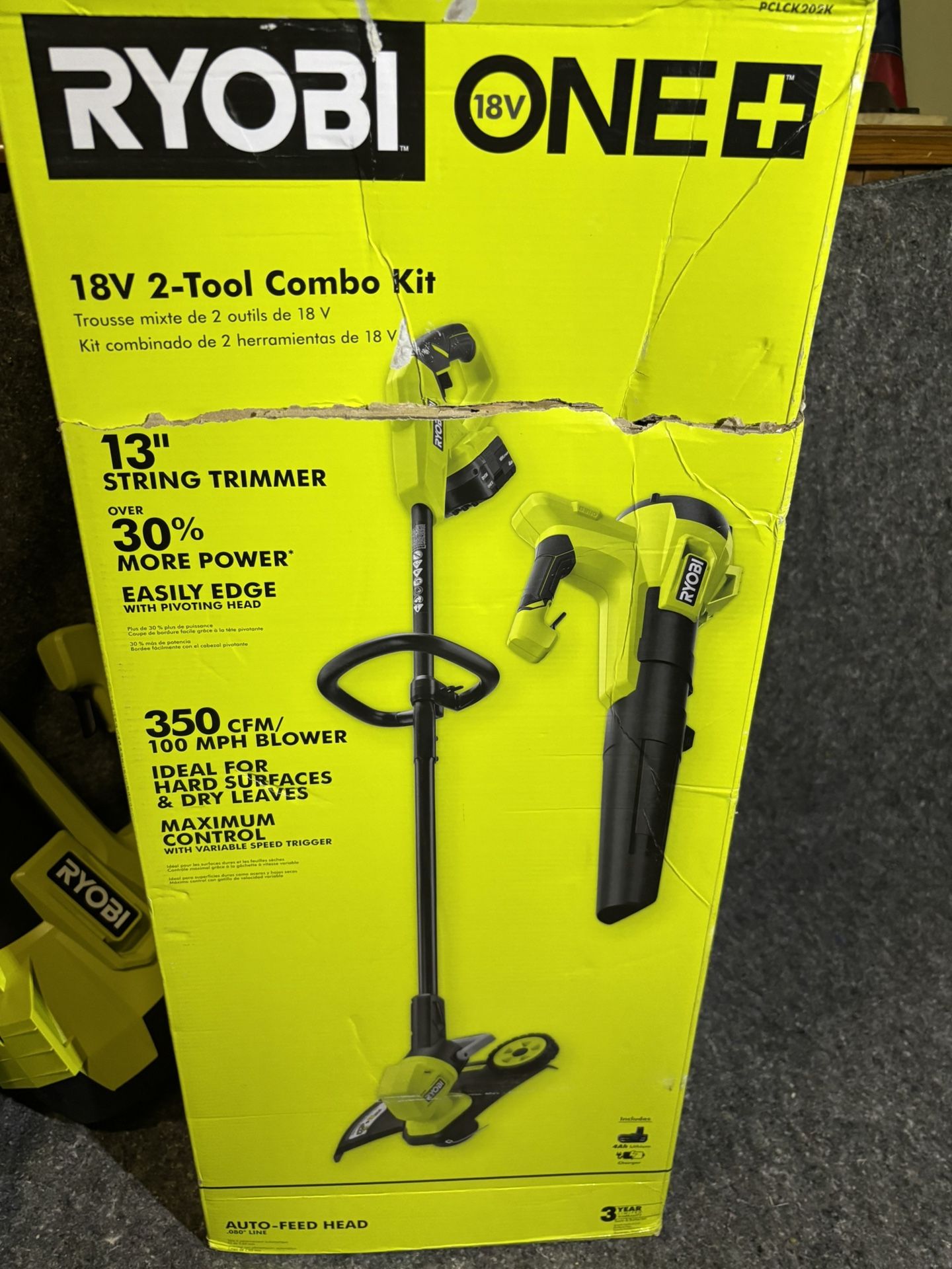 RYOBI ONE+ 18V Cordless Battery String Trimmer/Edger and Jet Fan Blower Combo Kit (2-Tools) with 4.0 Ah Battery and Charger