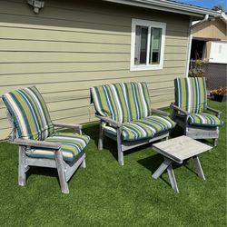 Outdoor seating with cushions