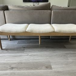 Beige Upholstered Wood Base 