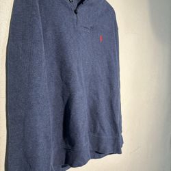 Polo Ralph Lauren Sweater Mens M Navy Blue Red Pony Shawl Collar Cotton Preppy