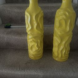 2 New Bright Yellow Heavy Vases -$20 For Both