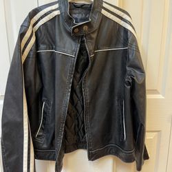 1967 Whispering Smith Black Feaux Leather Jacket Men LX for