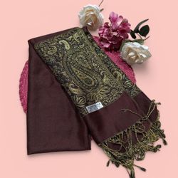 New | Brown Shimmer Pashmina Shawl
