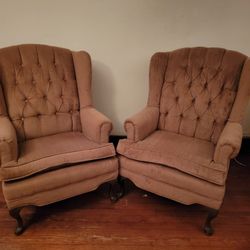 2 Tufted Wingback Chairs