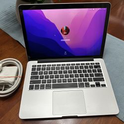  2015 Apple MacBook Pro 13" Retina/ 2.7 Core i5 / 8GB / 256GB SSD. MacOS Monterey