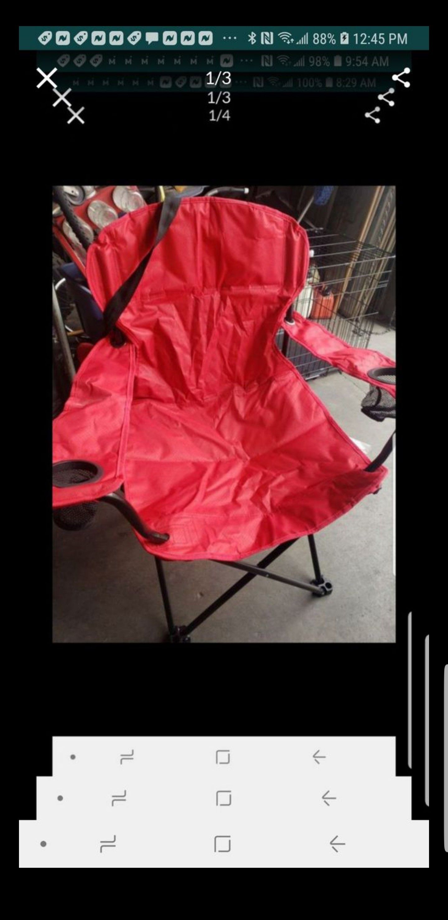 Like new Quest outdoor camping folding chair with bag red