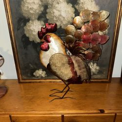 metal chicken decor 
