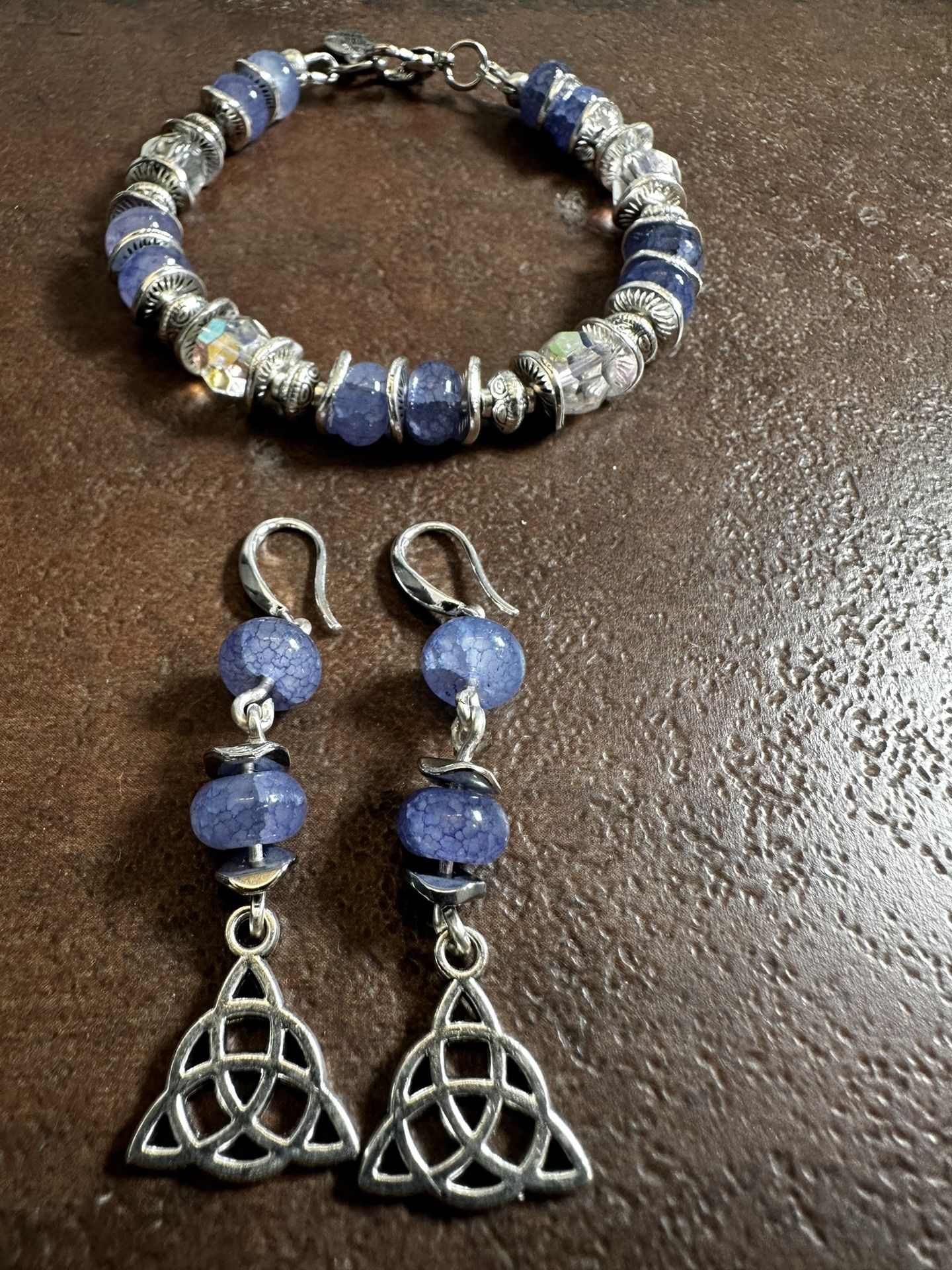 Purple and Silver Beaded Bracelet Set