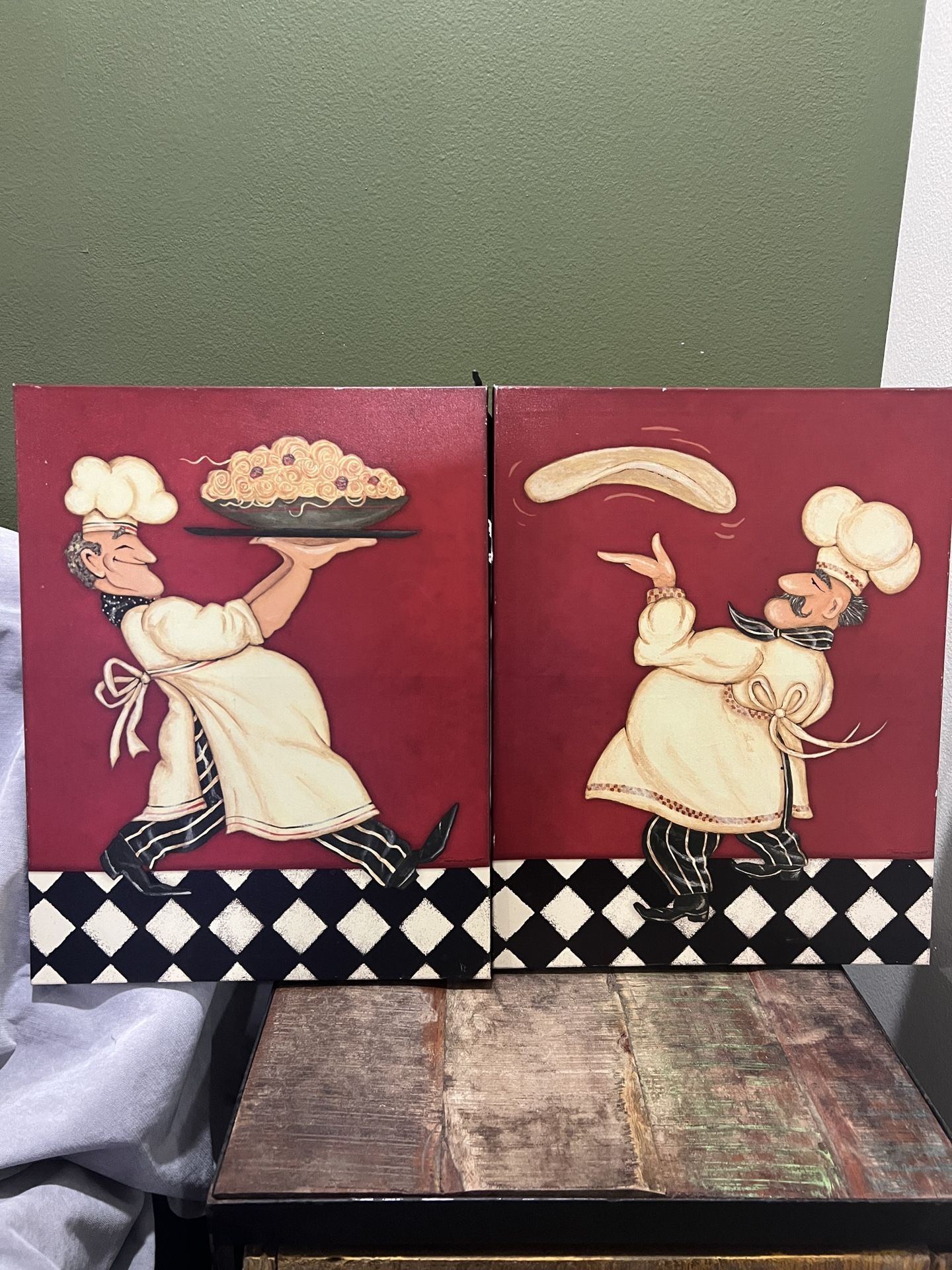Set of 2 Italian Chef Canvas Wall Art – 18x16 Kitchen Decor