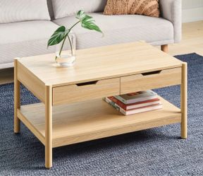 Scandi Coffee Table With Drawers Natural