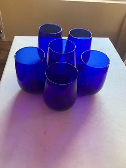 Cobalt Blue Glass Tumblers Set of 6