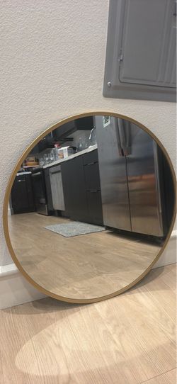 Large Round Gold Framed Wall Mirror