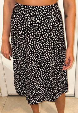 LOFT Black Midi Skirt with White Spot Print