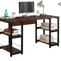 Computer Desk with Shelves, 55 inches Office Desk with 4 Storage Shelves

