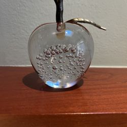 Apple w/Bubbles Glass Paperweight 