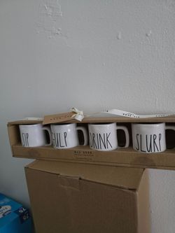 Brand New Rae Dunn Set Of 4  Ceramic Expresso Mini Shot Mugs