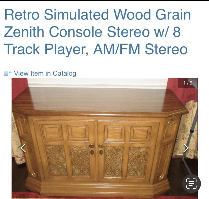 Zenith Console Am/fm 8 track Record Player