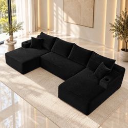 🚨134” Cloud Couch , Modular Sleeper Sofa with  Cup Holders, Free Combination, No Assembly N-27