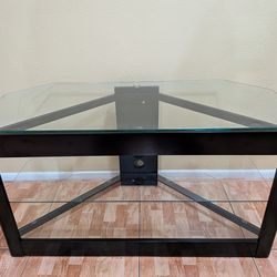 Modern Glass TV Stand / Media Console – Black Frame