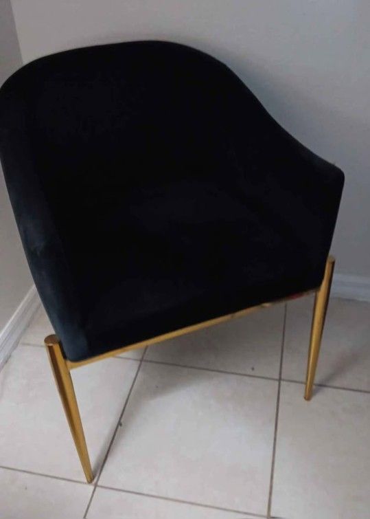 Black Velvet and Gold Metal Club Chair