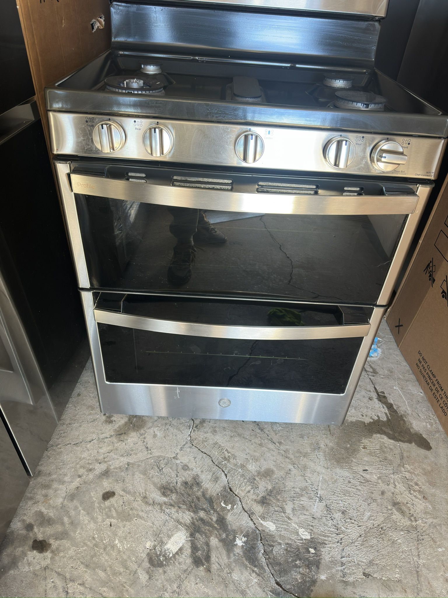 GE Profile™ 30" Free-Standing Gas Double Oven Convection Fingerprint Resistant Range with No Preheat Air Fry