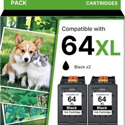 Brand New    64XL Black Ink Cartridge Replacement for HP Ink 64 for HP 64XL Black Ink Cartridge Printer Ink 64 Work for Envy Photo 7 7155 7158