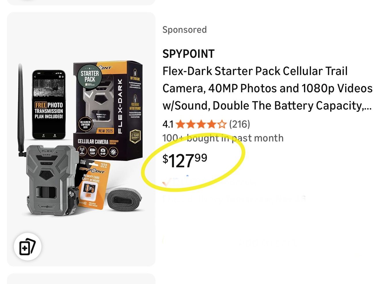 SPYPOINT Flex-Dark Starter Pack Cellular Trail Camera, 40MP Photos and 1080p Videos w/Sound, Double The Battery Capacity, GPS-Enabled, Dual-SIM LTE Co