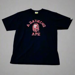 BAPE BLACK T - SHIRT WITH RED CAMO LOGO 