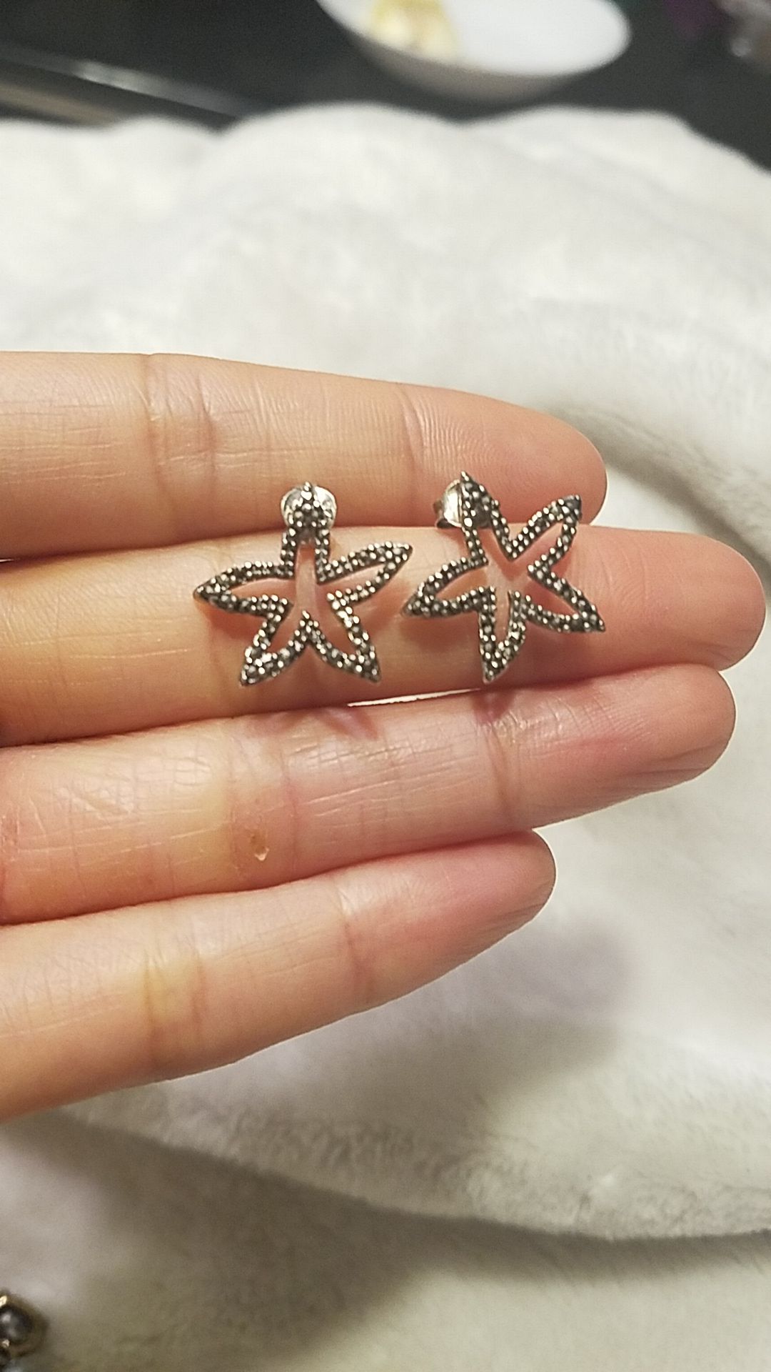 Sterling silver marcasite earrings star or sea star